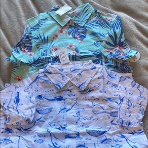 Tropical and Ocean Print Button-Up Shirts
